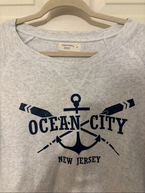 Ocean City NJ Light Gray Sweatshirt with Navy Nautical Graphic
